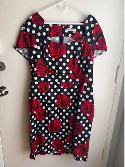 Grace Karin 4XL Rose & Polka Dot 1950s Retro Dress