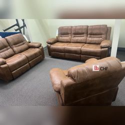 3 pc livingroom reclining sofa set