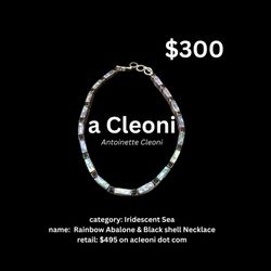 a Cleoni  Rainbow Abalone and Black Pearl Inlay Necklace, 17”