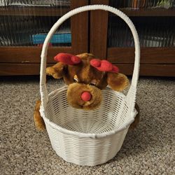 Christmas Reindeer White Basket