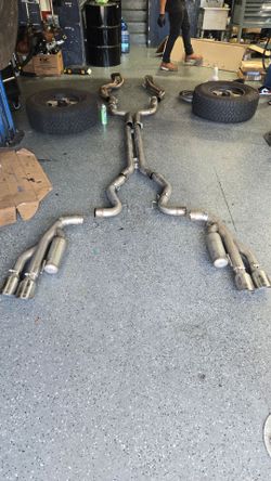 2015-2026 Mustang 5.0 full exhaust long pipe headers high flow cat h-pipe Muffler see pics for details