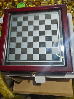 Wooden Chess Board with Glass Top