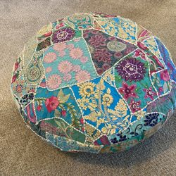 Bohemian Embroidered Floral & Bead Bean Bag Style Seat