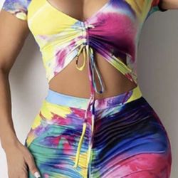 Two PCs Top And Skirt Set 