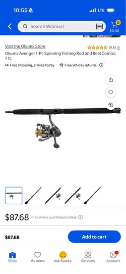 Okuma Avenger 1-Pc Spinning Fishing Rod and Reel Combo, 7 ft.