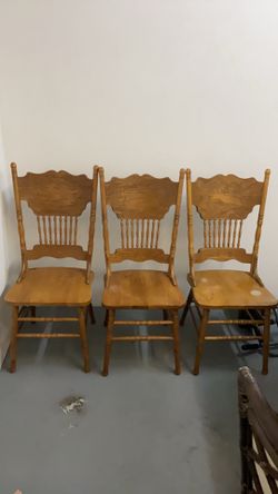 3 Hand crafted wooden chairs