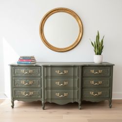 French Provincial Vintage Green Dresser