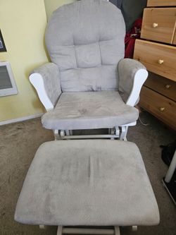 Gray Glider Rocking Chair with Ottoman