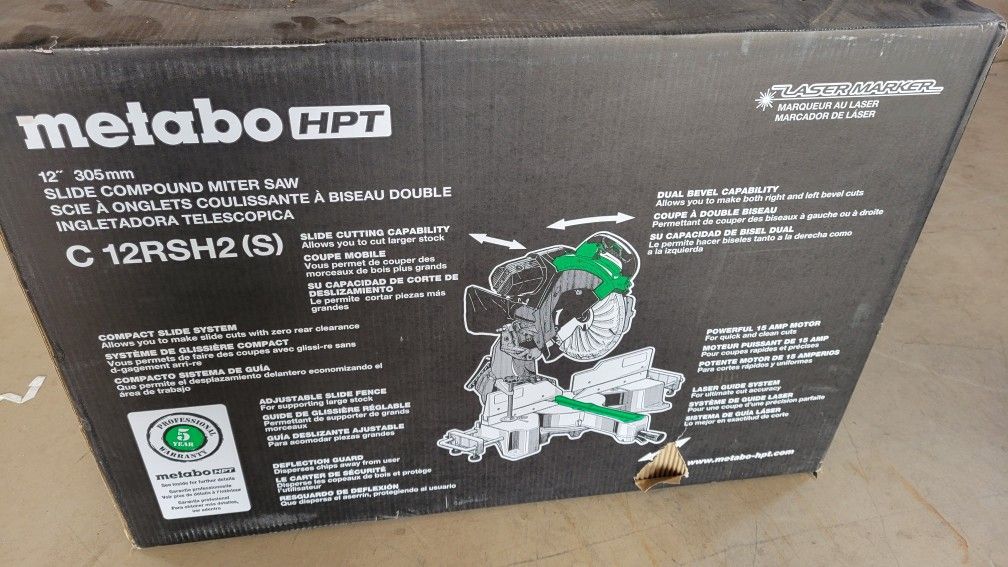 Hitachi C12RSH2 15-Amp 12-Inch Dual Bevel Sliding Compound Miter Saw with Laser Marker