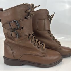 Air Borne Clicks 90 Brown Boots Women’s 5.5 Faux Shearling Lined – Made in Roman