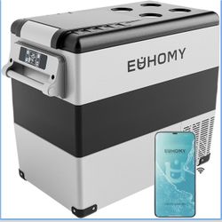 EUHOMY 12 Volt Refrigerator, 59QT(55L) Electric Cooler, 12V Fridge APP Control, 12V Cooler -4℉~68℉, Portable Freezer 12/24V DC 100-240V AC for Camping