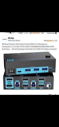 8K Dual Monitor KVM Switch Dual HDMI 2
