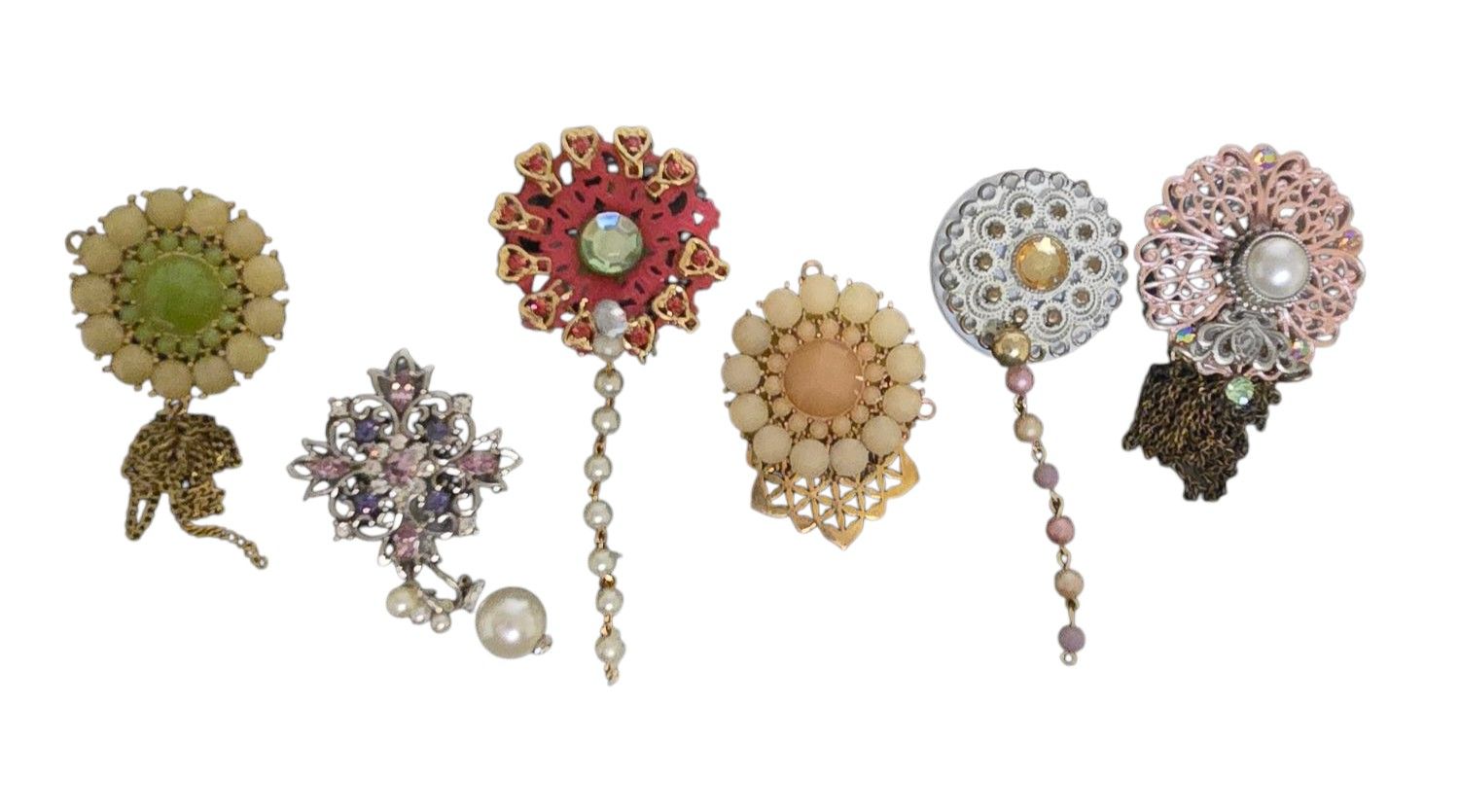 handcrafted refrigerator magnets crafted with vintage jewelry
