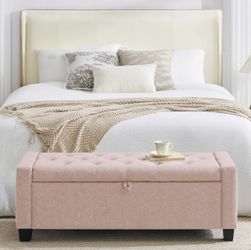 43" Ottoman with Storage, Pink Storage Ottoman Bench