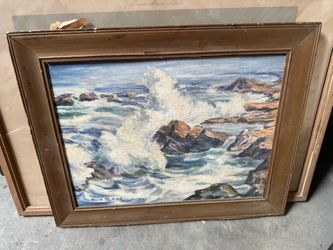 Maud Phillips Signed Seascape Oil Painting