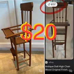 $20 Vintage Wooden Doll High Chair / Plant Stand 2Feet Tall in great condition
