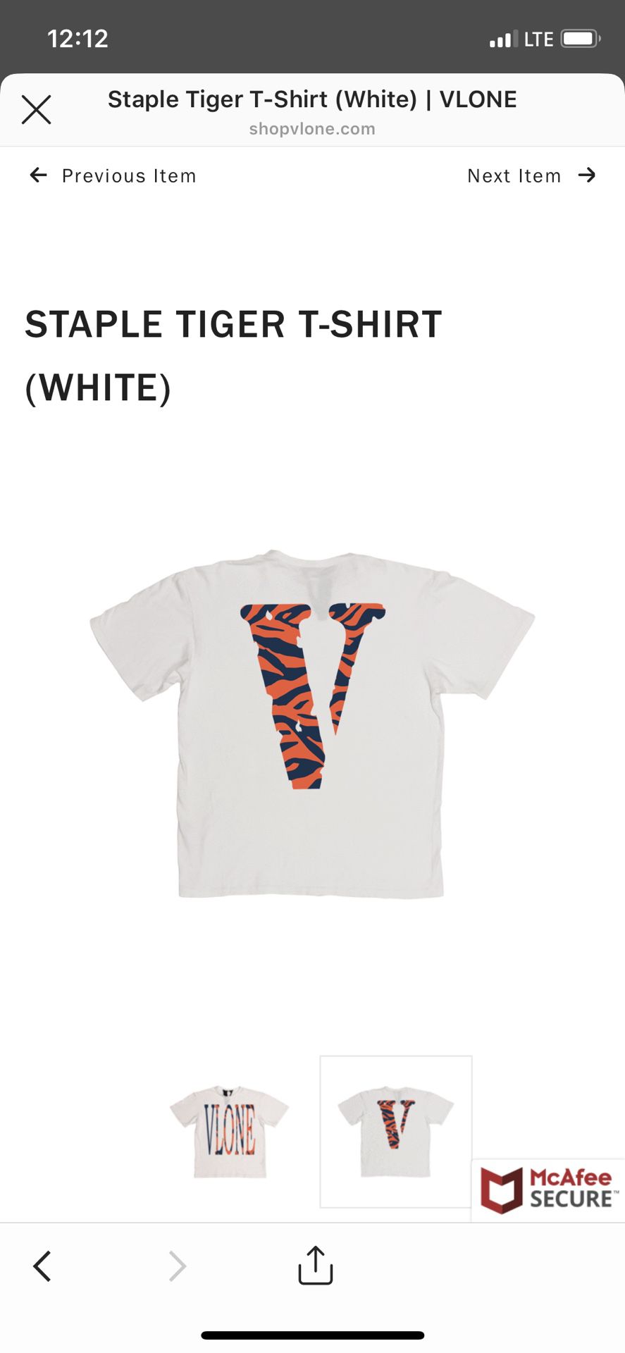 Vlone Staple Tiger T-shirt XXL