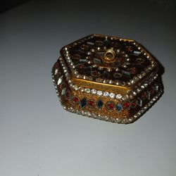 Gold Tone Miniature Mosaic Trinket Box 
