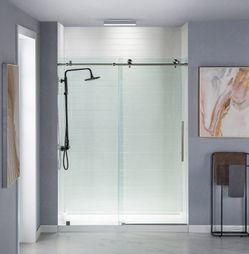 MBSDC6076-B,Frameless Shower Doors 56-60" Width x76"Height with 3/8"(10mm) Clear Tempered Glass inBrushed NickelFinish.