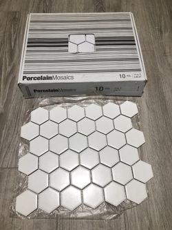 Tile Porcelain Mosaics Contempo Heritage 2 x 2 Hex Hexagon White Matte New in Box 10 Sheets