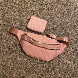 Dusty Pink Fanny Pack And Wallet