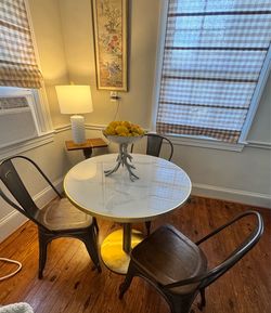 New Round Faux Marble Top Bistro Dining Table