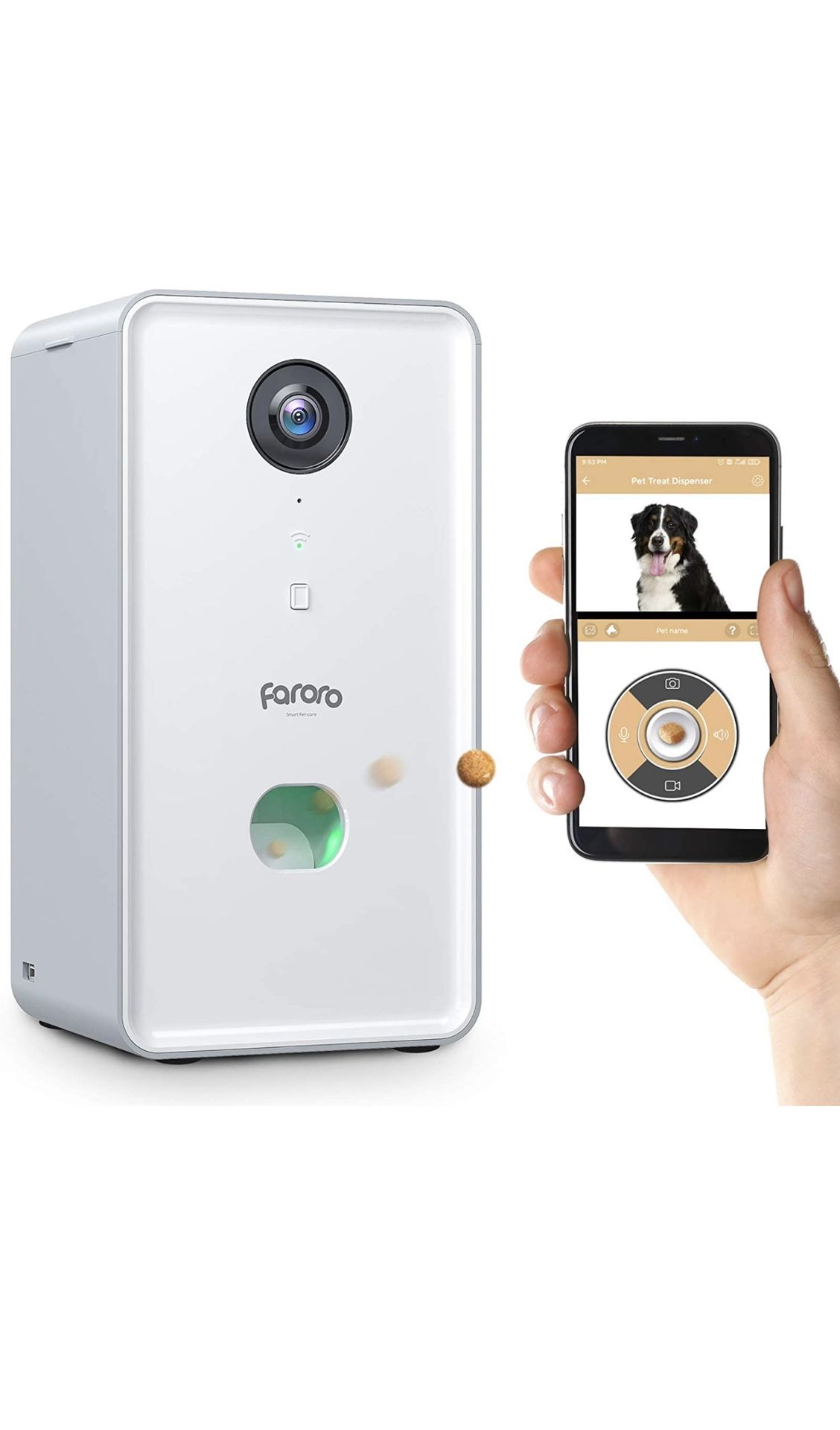 Brand New faroro Dog Camera with Treat Dispenser and Speaker 2.4G WiFi Pet Camera