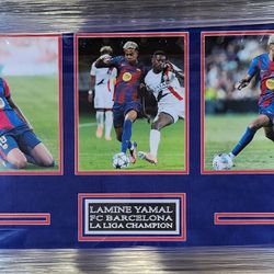Barcelona Lamine Yamal Custom-Framed 3-Photo Display Piece 
