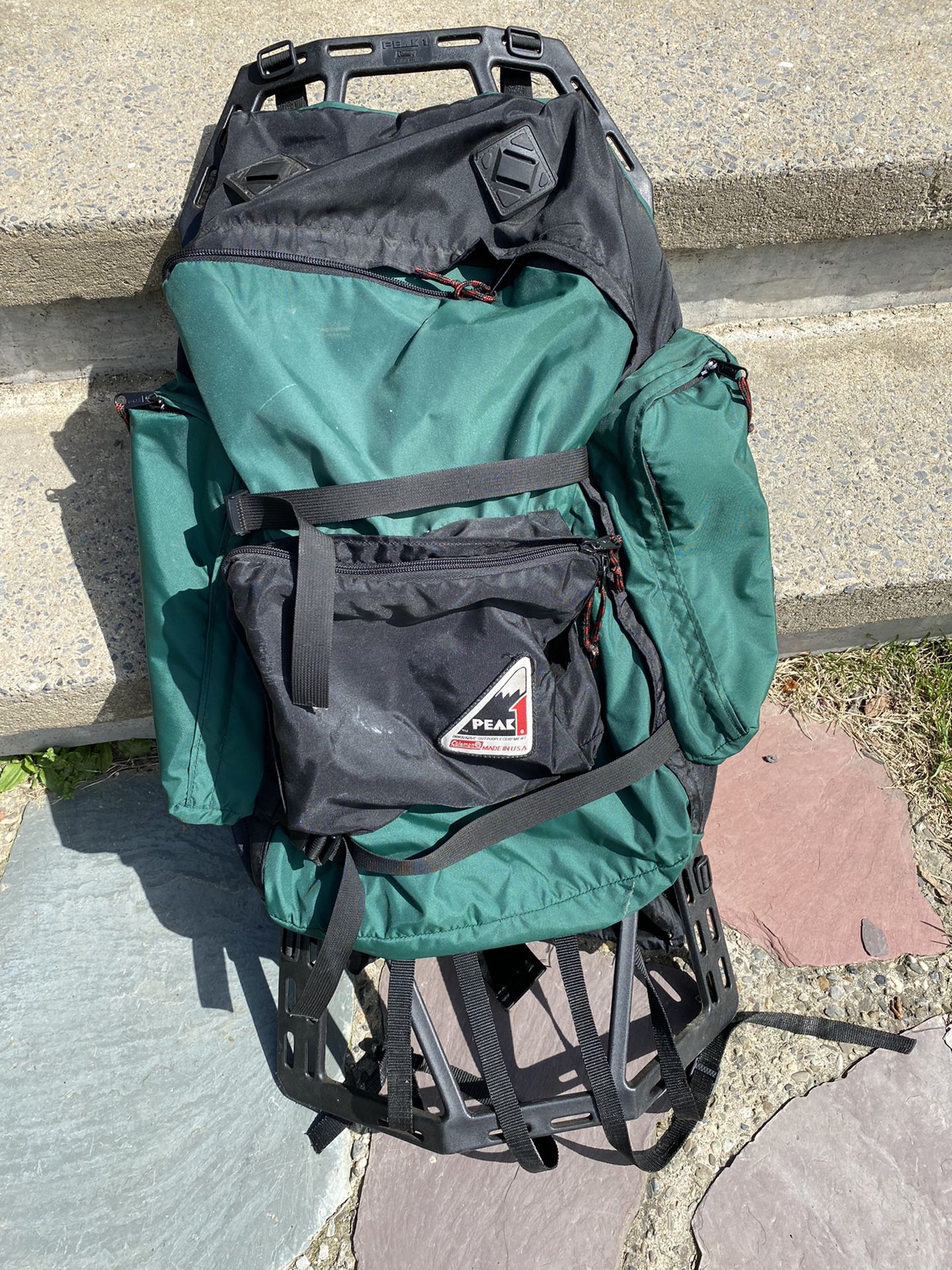 Coleman Peak 1 External Frame Backpack Ruck Sack Hike Camp Green USA MADE can deliver