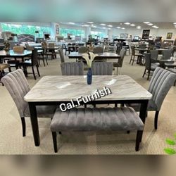 6Pc Dining table set with 4Chairs and Bench