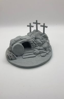3D Printed Easter Tomb with Three Crosses
