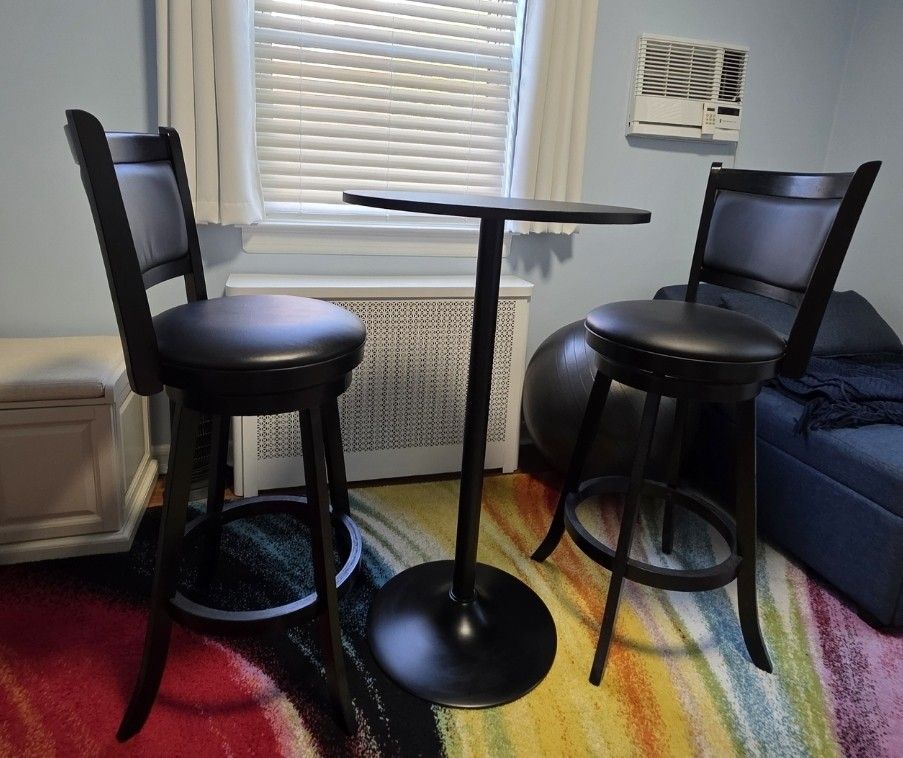 COSTWAY Bar Stools Set of 2, 360 Degree Swivel, Accent Wooden Swivel Back Bar Height Bar Stool.