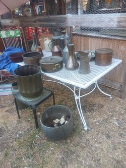 Assorted copper and brass Garden decor