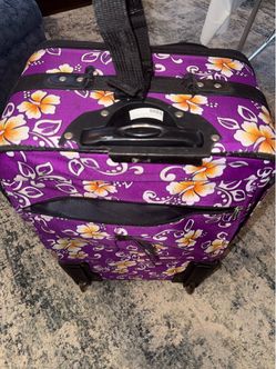 26” Purple Hawaiian Hibiscus Floral Rolling Suitcase / Luggage