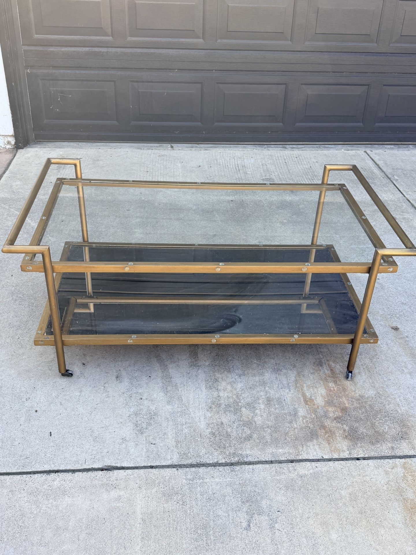 Gold glass coffee table-REDUCED!