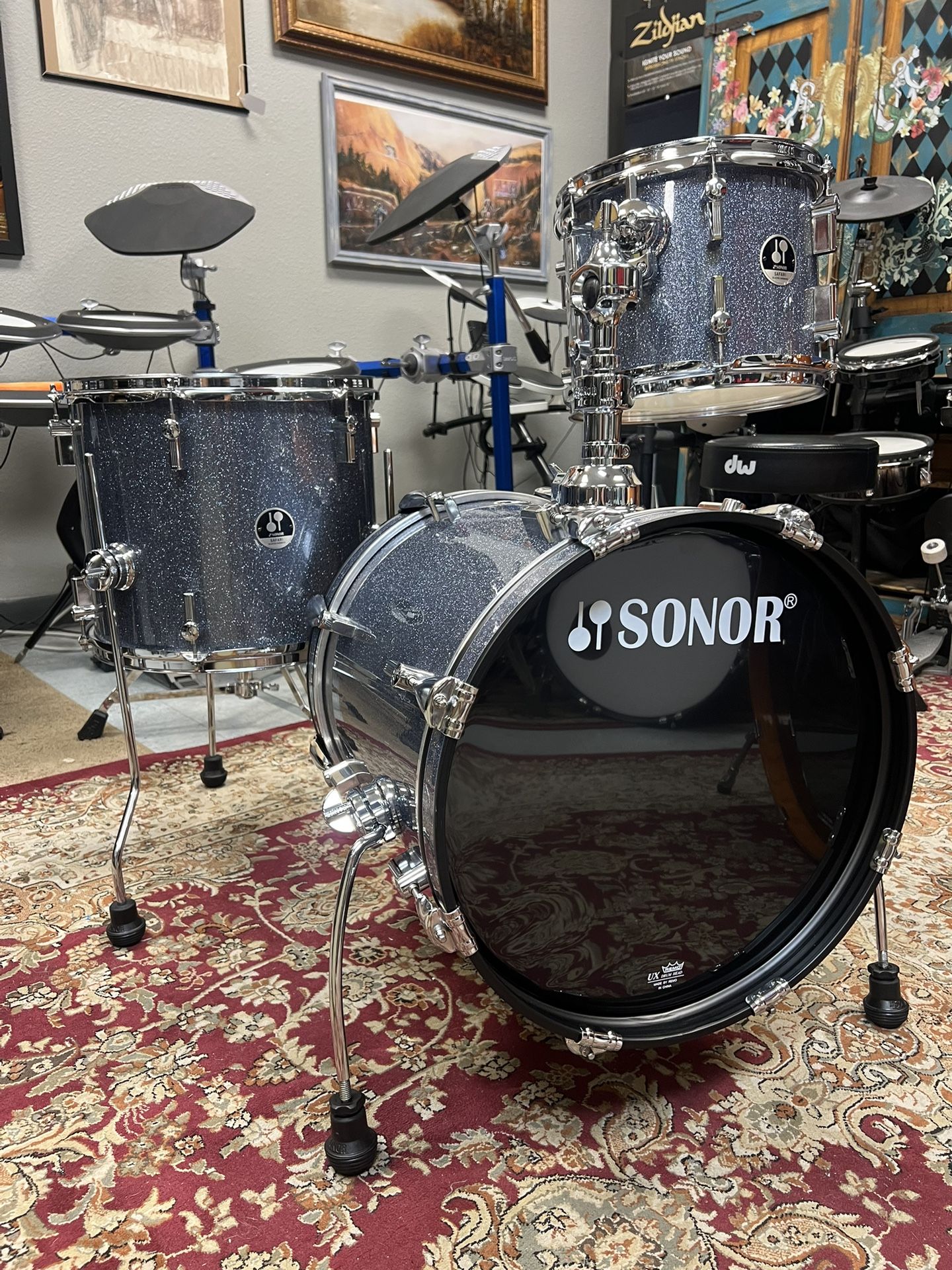 Sonor Safari Black Galaxy Sparkle 3pc Drum Set