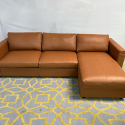 ( Delivery Available ) Ikea Finnala Light Brown Leather Sectional Couch with Sleeper Storage