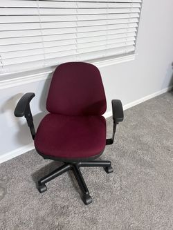 Burgundy Fabric Office Chair with Armrests