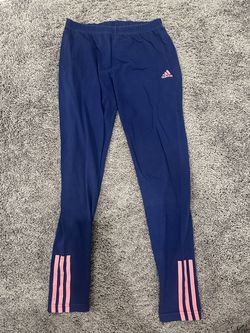 adidas Women’s L Blue/Pink Pull-On Leggings Elastic Waist Activewear