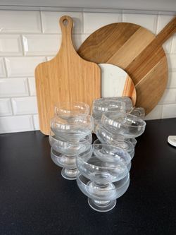 Crate & Barrel Glass Footed Dessert Bowls – Set of 14