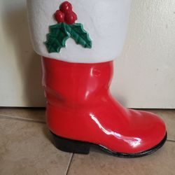 Vintage Christmas Ceramic Santa Boot