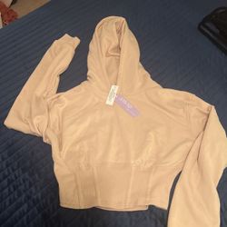 tan beige waist hoodie size Large