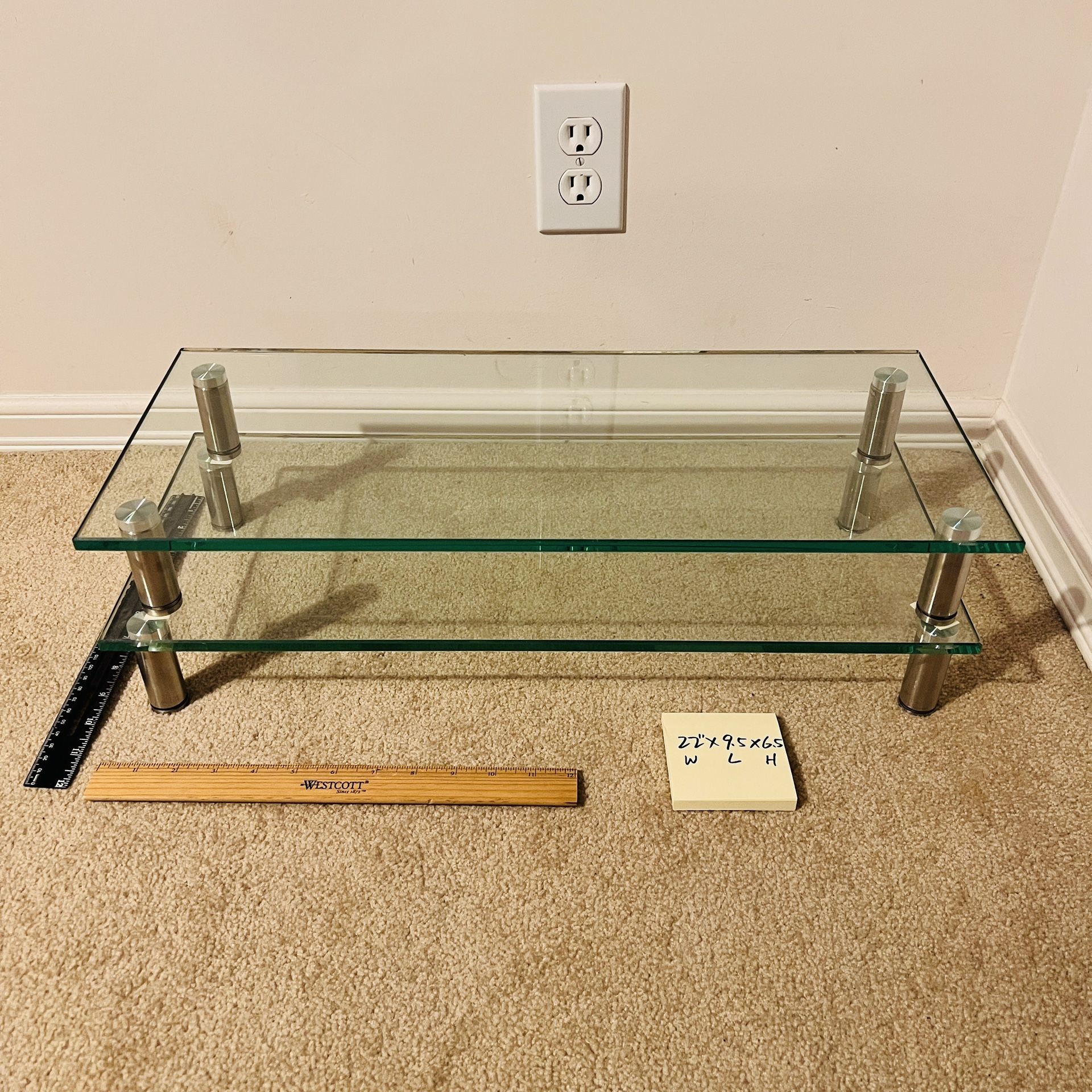 2 Clear Tempered Glass Monitor Stand Computer Desktop Riser Fits 24-32" screen