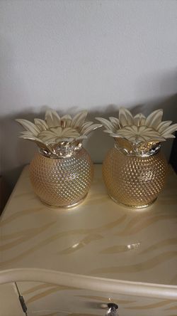 Gold Pineapple Candle Holders Set of 2