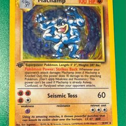 Pokémon TCG Machamp Base Set 8/102 Holo 1st Edition Holo Rare MP