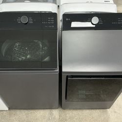LG 5.5 cu. ft. Top Load Washer w/TurboWash3D Tech 7.3 cu. ft. Vented Electric Dryer w/EasyLoad Door