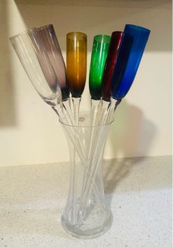 Unique flute glasses in a vase