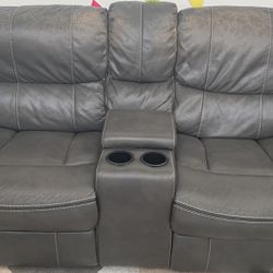 1 Power Sofa And 1 Recliner Sofa With Coffee Table And Side Table