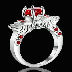 Size 7 Red Skull Ring #00194
