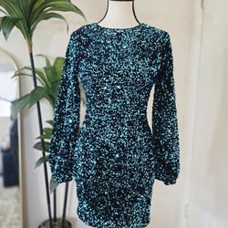 Sequin Long-Sleeve Bodycon Dress
